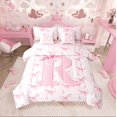 thumbnail image 1 of Castle Fairy Personalized Initial Girl 7 Pieces Bedding Comforter Set,Pink White Full Bedding Set Lightweight,Cartoon Bowknot Fitted Sheet Flat Sheet,Luxury Bedroom Decor, 1 of 8