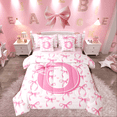 thumbnail image 1 of Castle Fairy Personalized Initial Girl 7 Pieces Bedding Comforter Set,Pink White Full Bedding Set Lightweight,Cartoon Bowknot Fitted Sheet Flat Sheet,Luxury Bedroom Decor, 1 of 8