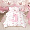 thumbnail image 1 of Castle Fairy Personalized Initial Girl 7 Pieces Bedding Comforter Set,Pink White Full Bedding Set Lightweight,Cartoon Bowknot Fitted Sheet Flat Sheet,Luxury Bedroom Decor, 1 of 8