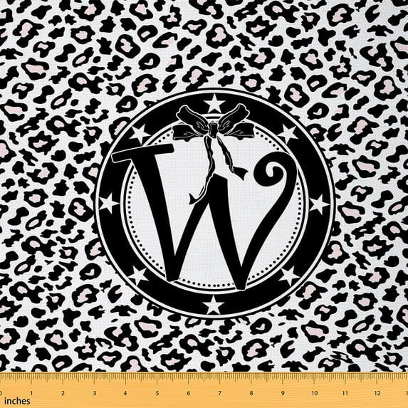 Castle Fairy Personalized Initial Girl 1-Yard Black Bow Leopard Print Super Cozy Sewing Fabric