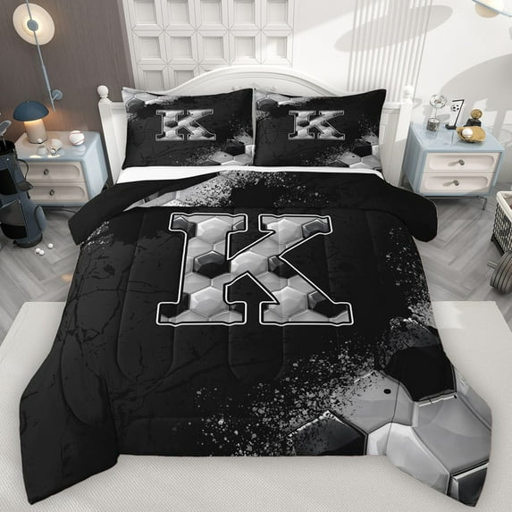 Castle Fairy Personalized Initial K Bedding Comforter Set 2pcs for Teens,Abstract Gradient Splash Twin Comforter Sets Microfiber,Geometric Hexagon Breathable Bedding Set,Luxury Bedroom Decor