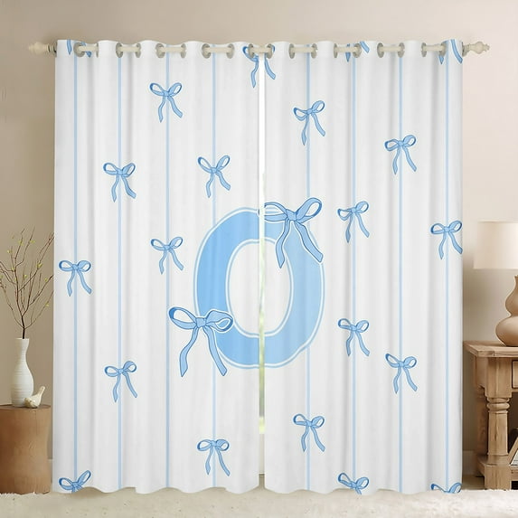 Castle Fairy Personalized Initial Letter O Curtains Pack Of 2 (42X84 Each) for Children Women Men,Bow Tie Stripes Curtains Blackout,Monogrammed Alphabet Bedroom Curtains,Breathable Home Decor