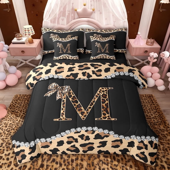 Castle Fairy Personalized Initial M Twin Bedding Sets,Bling Crystal Bedding Comforter Set