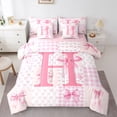 thumbnail image 1 of Castle Fairy Personalized Initial Pink H Bedding Comforter Set,Bow Tie King Bedding Sets, 1 of 8