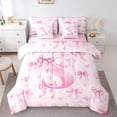 thumbnail image 1 of Castle Fairy Personalized Initial S Bedding Comforter Set,Pink Bow King Bedding Sets, 1 of 8