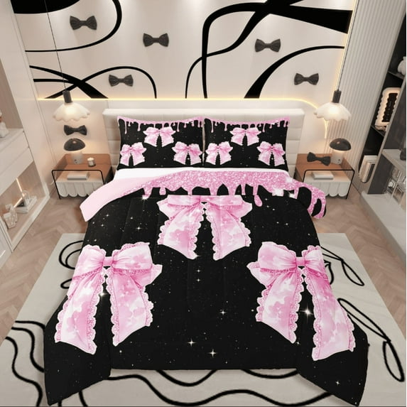 Castle Fairy Full 3-Piece Bow Sequin Comforter Set