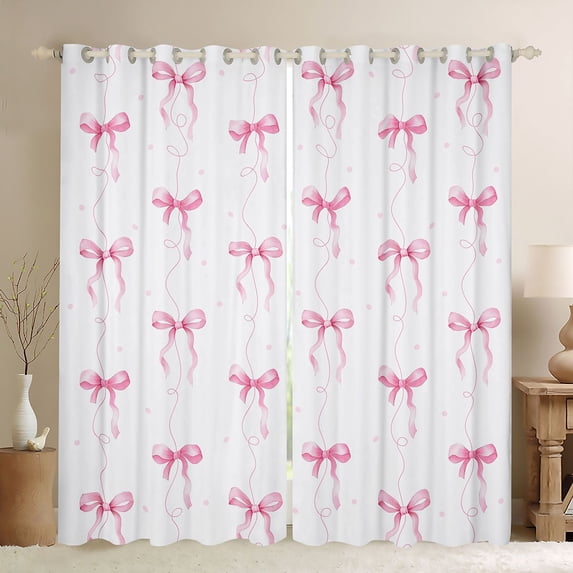 Castle Fairy Pink Bow-Tie Black Out Curtains,Dreamy Bow Curtains Pack of 2 (42x63 Each)