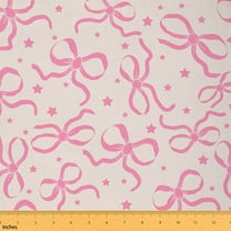 Castle Fairy Pink Bow-Tie Fabric by the Yard 1 Yard,Stars Print Home Decor Fabric by the Yard,Kawaii Bowknot Room Decor Fabric by the Yard,Ultra Soft Cartoon Home Decor