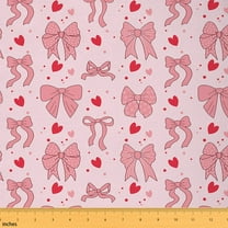 Castle Fairy Pink Bowknot Fabric by the Yard 1 Yard,Polka Dots Home Decor Fabric by the Yard,Red Love Heart Print Room Decor Fabric by the Yard,Breathable Kawaii Home Decor