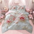 thumbnail image 1 of Castle Fairy Pink Butterfly Girl Twin Comforter Sets,Romantic Rose Bedding Set, 1 of 8