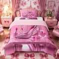 thumbnail image 1 of Castle Fairy Pink Fahion Feminine Lip Print Twin Comforter Sets 2pcs,Crystal Pumps Bedding Set,Blush Pink,Pink Reversible,1 Comforter and 1 Pillowcase, 1 of 6