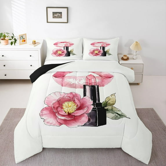 Castle Fairy Pink Fashion Queen Comforter Set,Romantic Flower Peony Bedding Comforter Set