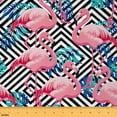 thumbnail image 1 of Castle Fairy Pink Flamingo Fabric by the Yard 5 Yards for Teens,Tropical Leaves Fabric for Sewing,Geometric Stripes Home Decor Fabric by the Yard,Super Cozy Room Decor, 1 of 6