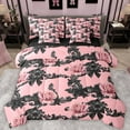 thumbnail image 1 of Castle Fairy Pink Floral Rose Twin Bedding Sets 7-Piece for Children Teens Adults,Kawaii Black Ribbon Bow Bedding Comforter Set Microfiber,Bohemian Damask Breathable Sheet Sets, 1 of 8