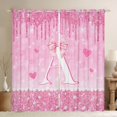 thumbnail image 1 of Castle Fairy Pink Glitter Letter A Blackout Curtains Set of 2 (52x84 Each) for Girls,Cartoon Bow Window Curtains, 1 of 6