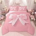 thumbnail image 1 of Castle Fairy Pink Polka Dots Bowknot Twin Comforter Sets,Dreamy Princess Bedding Set, 1 of 8