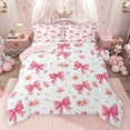 thumbnail image 1 of Castle Fairy Pink Ribbon Bow Girl 3 Pieces Queen Comforter Set,Floral Cherry Blossom Ultra Soft Bedding Sets,Kawaii Flower Sakura Bow Knot Bedding Comforter Set Breathable,Super Cozy Room Decor, 1 of 8