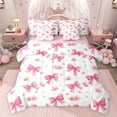 thumbnail image 1 of Castle Fairy Pink Ribbon Bow Girl Bedding Comforter Set 7 Pieces,Floral Cherry Blossom Full Bedding Set Lightweight,Kawaii Flower Sakura Bow Knot Fitted Sheet Flat Sheet,Super Cozy Room Decor, 1 of 8