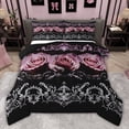 thumbnail image 1 of Castle Fairy Pink Romantic Rose Queen Comforter Set,Bohemian Damask Bedding Comforter Set, 1 of 8