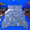thumbnail image 1 of Castle Fairy Pixel Grid Miners Queen Comforter Set,Grey Blue Plaid Bedding Comforter Set, 1 of 8