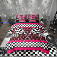 thumbnail image 1 of Castle Fairy Plaid Flag 7pcs Bedding Comforter Set for Teenagers,Abstract Gradient Queen Bedding Sets Super Cozy,Lattice Hexagon Queen Sheet Sets,Microfiber Bedroom Decor, 1 of 8