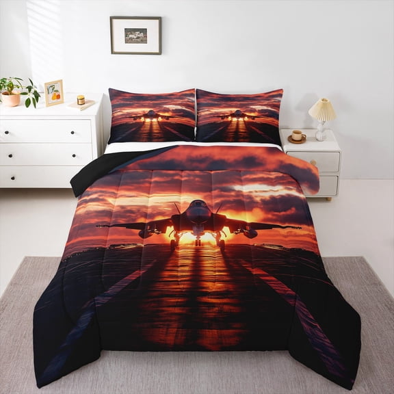 Castle Fairy Plane Aircraft Queen Comforter Set,Helicopter Airplane Bedding Comforter Set