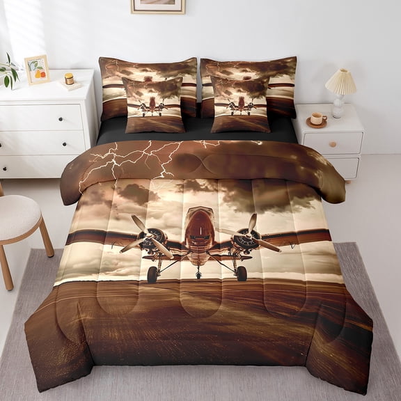 Castle Fairy Plane Aircraft Twin Bedding Sets,Helicopter Airplane Bedding Comforter Set