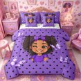 thumbnail image 1 of Castle Fairy Playful Black Girl Queen Bedding 7pcs,Vintage Polka Dots Butterfly Bedding Comforter Set Queen,Purple, 1 of 7