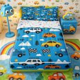 thumbnail image 1 of Castle Fairy Playful Race Car Zipper Full Size Comforter Sets with Fitted Sheet and 2 Pillowcases,Checkered Flag Zipper Bedding Set for Bedroom,Bright Blue,4pcs,Reversible, 1 of 6