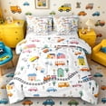 thumbnail image 1 of Castle Fairy Playful Town Traffic Twin Bedding Sets 7-Piece for Toddlers, Whimsical Car Train Bedding Comforter Set for Bedroom, Pink Yellow, 1 of 7