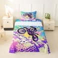 thumbnail image 1 of Castle Fairy Pop Art Motocross Twin Sheet Sets 3pcs for Teens, Bright Burst Jump Bedding for Vibrant Bedroom, Purple Pink, 1 of 6