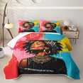 thumbnail image 1 of Castle Fairy Pop Art Print Quilt Full,Black Girl Tribal Pattern Full Bedspread Sets,Red Yellow, 1 of 7