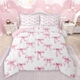 thumbnail image 1 of Castle Fairy Preppy Child Cartoon Bowknot Full Size Comforter Sets 3-Piece,Polka Dots Bedding Comforter Set,Pink White Bow Lightweight Bedding Sets,Microfiber Bedroom Decor,Reversible, 1 of 8