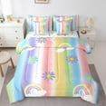 thumbnail image 1 of Castle Fairy Preppy Child Cartoon Gradient Rainbow Twin Bedding Sets 7-Piece,Groovy Floral Daisy Bedding Comforter Set Microfiber,Abstract Ombre Breathable Sheet Sets,Breathable Home Decor, 1 of 8