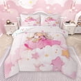 thumbnail image 1 of Castle Fairy Preppy Child Kawaii Rabbit Girl Bedding Comforter Set 2pcs,Starry Sky Twin Comforter Sets Microfiber,Dreamy Princess Breathable Bedding Set,Super Cozy Room Decor,Reversible, 1 of 8