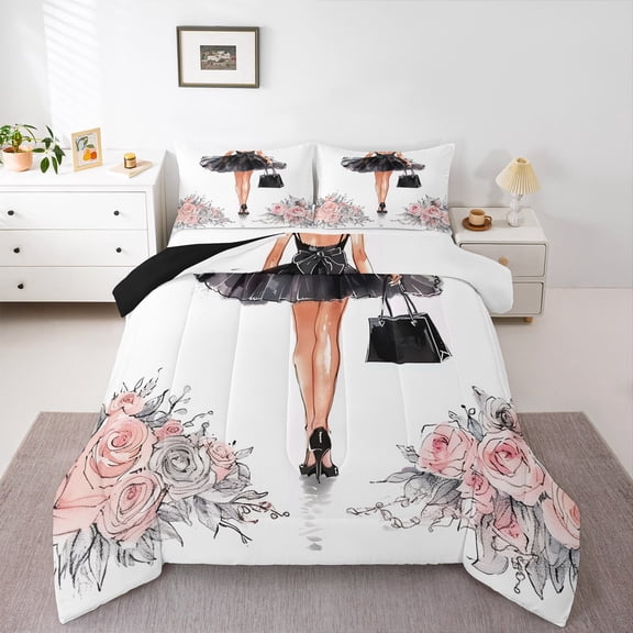 Castle Fairy Princess Dress Queen Comforter Set,Valentine's Day Bedding Comforter Set