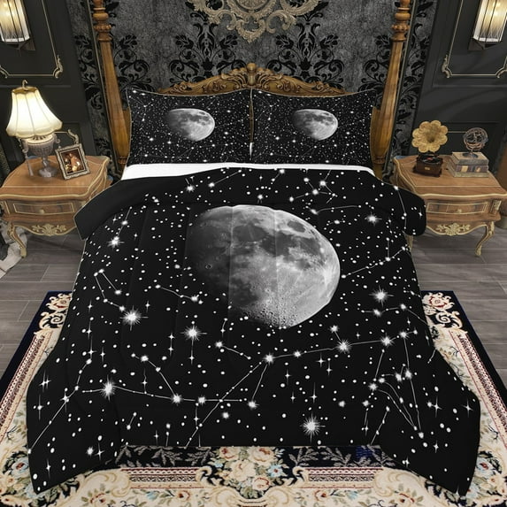 Castle Fairy Psychedelic Constellations Bedding Comforter Set 2pcs for Female Men Women,Universe Galaxy Mooon Twin Comforter Sets Microfiber,Starry Sky Breathable Bedding Set,Ultra Soft Home Decor
