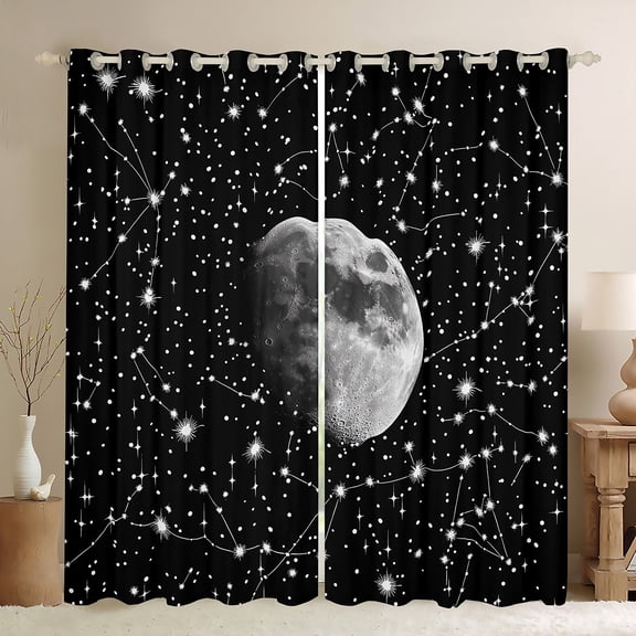 Castle Fairy Psychedelic Constellations Black Out Curtains for Female Men Women,Universe Galaxy Mooon Curtains Pack of 2 (42x63 Each),Starry Sky Bedroom Curtains,Ultra Soft Home Decor