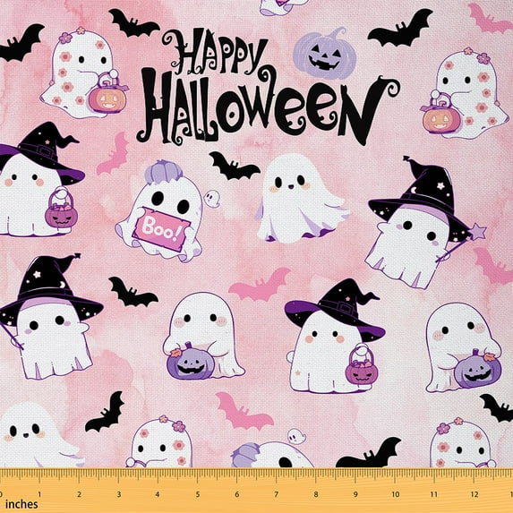 Castle Fairy Pumpkin Ghost Girl Fabric by the Yard 1 Yard,Spooky Animal Home Decor Fabric by the Yard,Happy Halloween Room Decor Fabric by the Yard,Super Cozy Room Decor