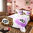 thumbnail image 1 of Castle Fairy Purple Billiards Bed Sheets 4-Piece, Vintage Cheetah Print Full Size Sheets, Brown Black,1 Fitted Sheet, 1 Flat Sheet and 2 Pillowcases, 1 of 6