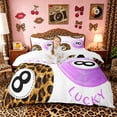 thumbnail image 1 of Castle Fairy Purple Billiards Duvet Cover Queen, Vintage Cheetah Print Queen Bedding, Brown Black,3-Piece,1 Duvet Cover and 2 Pillowcases, 1 of 6