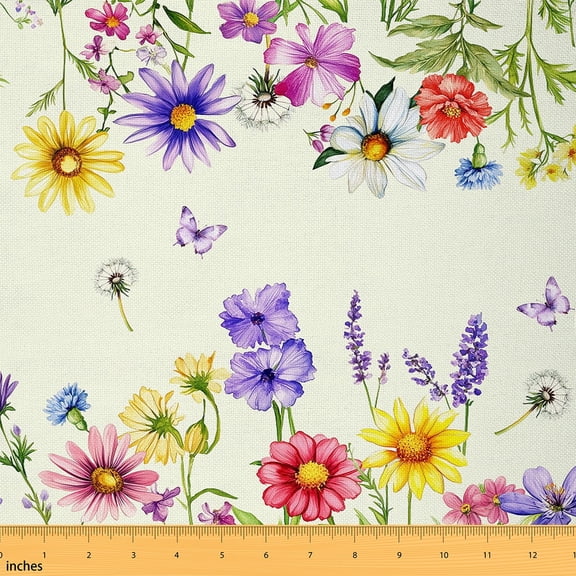 Castle Fairy Purple Butterfly Fabric by the Yard 2 Yards,Spring Graden Room Decor Fabric by the Yard,Chic Flower Sewing Fabric,Ultra Soft Home Decor