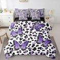 thumbnail image 1 of Castle Fairy Purple Butterfly Girl Twin Bedding Sets,Leopard Print Bedding Comforter Set, 1 of 8