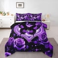 thumbnail image 1 of Castle Fairy Purple Butterfly Girl Twin Comforter Sets,Floral Rose Bedding Set, 1 of 8