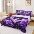 thumbnail image 1 of Castle Fairy Purple Butterfly Girl Twin Sheet Sets,Chic Floral Rose Bedding, 1 of 7