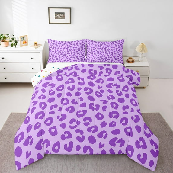 Castle Fairy 2-Piece Twin Purple Cheetah Bedding Comforter Set