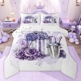 thumbnail image 1 of Castle Fairy Purple Floral Rose Twin Comforter Sets,Fashion Romantic Flowers Bedding Set, 1 of 8