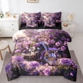 thumbnail image 1 of Castle Fairy Purple Motorcycle Twin Bedding Sets 7-Piece for Teens, Rose Garden Art Bedding Comforter Set for Bedroom, Purple Pink,Black Reversible, 1 of 7