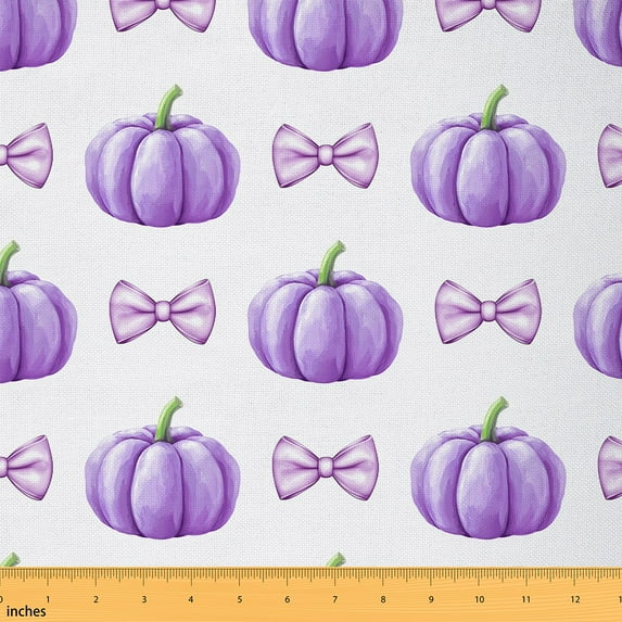 Castle Fairy Purple Pumpkin Fabric by the Yard 10 Yards for Teens,Kawaii Bowknot Room Decor Fabric by the Yard,Autumn Fall Fabric for Sewing,Ultra Soft Home Decor