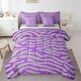 thumbnail image 1 of Castle Fairy Purple Zebra Print Twin Bedding Sets,Jungle Animal Bedding Comforter Set, 1 of 8